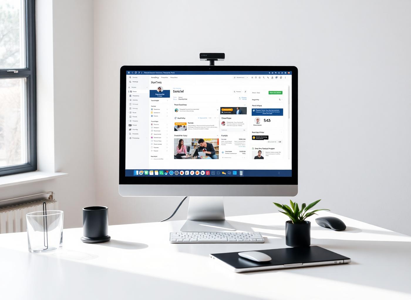 A WordPress dashboard on a clean, modern workspace